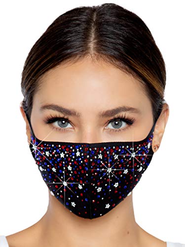 Leg Avenue M1018-10122 Liberty Rhinestone Face Mask, O/S, Multicolor