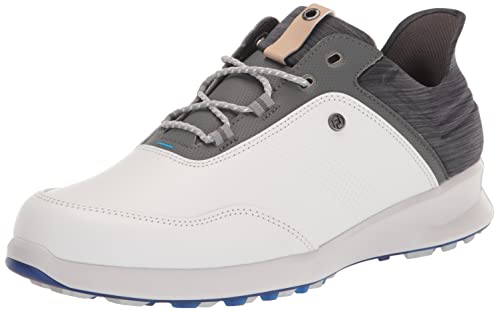 FootJoy Men's Stratos Golf Shoe, White/Charcoal, 10.5