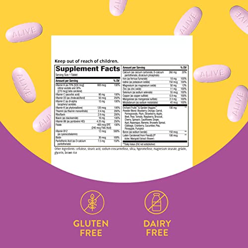 Nature’s Way Alive! Women’s Energy Multivitamin, Supports Whole Body Wellness*, Supports Cellular Energy*, B-Vitamins, Gluten-Free, 130 Tablets