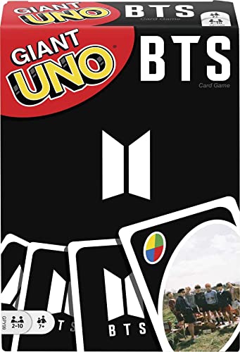 Mattel Games Giant UNO BTS Card Game with 108 Cards Based on BTS Global Superstars Global Boy Band, Gift for Boys and Girls Age 7 Years and Older