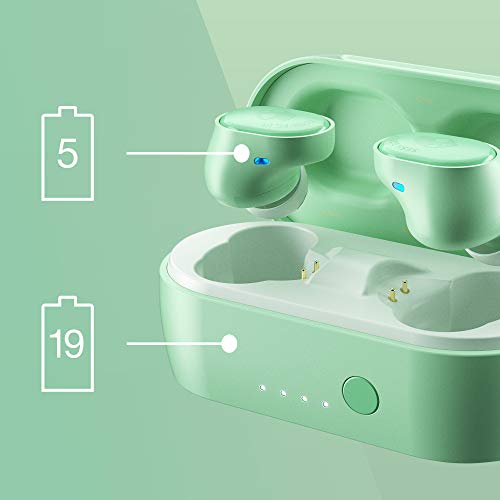 Skullcandy Sesh Evo True Wireless In-Ear Bluetooth Earbuds Compatible with iPhone and Android / Charging Case and Microphone / Great for Gym, Sports, and Gaming IP55 Water Dust Resistant - Mint Green