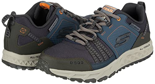 Skechers Men's Escape Plan Oxford, Navy/Orange, 8