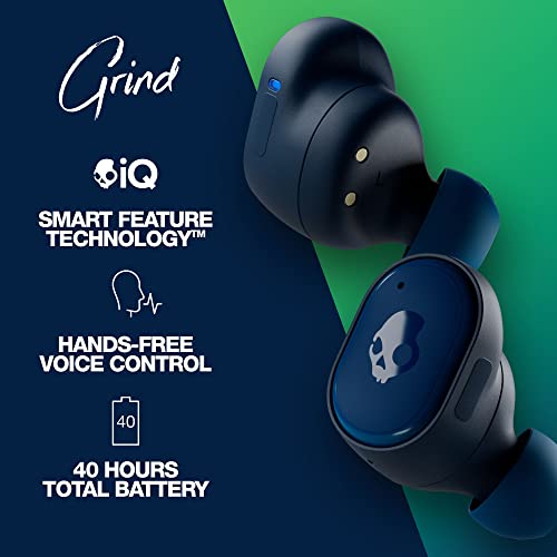 Skullcandy Grind True Wireless In-Ear Bluetooth Earbuds Compatible with iPhone and Android / Charging Case and Microphone / Great for Gym, Sports, and Gaming, IP55 Water Dust Resistant - Blue/Green