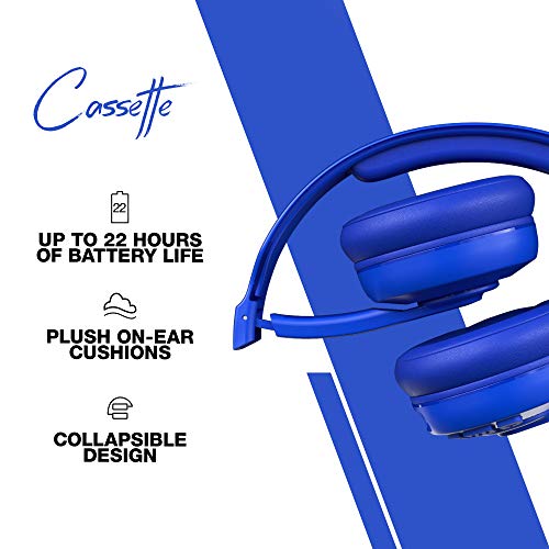 Skullcandy Cassette Wireless Headphones for iPhone and Android with Microphone / 22 Hour Battery / Best for Music, School, Travel, and Gaming / Bluetooth Headphones Over-Ear - Blue