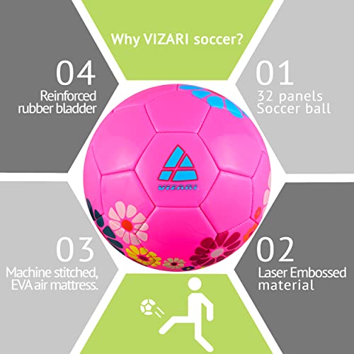 Vizari Blossom Soccer Ball, Pink/Blue, 3