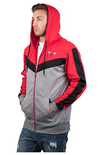 Ultra Game NBA Chicago Bulls Mens Soft Fleece Full Zip Jacket Hoodie, Team Color, Small