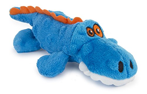 goDog Gators Just for Me Squeaker Plush Pet Toy for Dogs and Puppies, Soft and Durable, Tough and Chew Resistant, Reinforced Seams - Blue, Mini