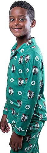 Ultra Game NBA Boston Celtics Youth 2 Piece Soft Tee Shirt and Lounge Pants Sleepwear Loungewear Pajama Set, Team Color, 14/16