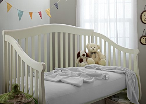 American Baby Company 100% Cotton Jersey Knit Fitted Crib Sheet for Standard Crib and Toddler Mattresses, White, for Boys and Girls, 52x28x9 Inch (Pack of 1)