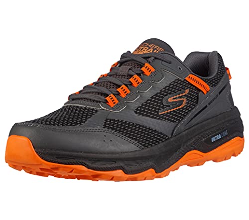 Skechers Men's GOrun Altitude-Trail Running Walking Hiking Shoe with Air Cooled Foam Sneaker, Charcoal/Orange, 14