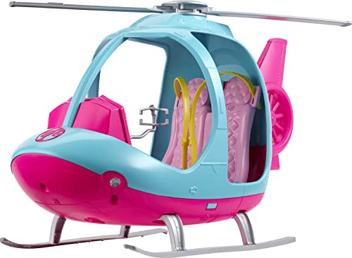 Barbie Helicopter with Spinning Rotors, Pink and Blue 2-Seater Design with Seatbelts and Pilot 'Controls' [Amazon Exclusive]