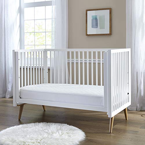 Sealy Stain Protection Waterproof Fitted Toddler Bed and Baby Crib Mattress Pad Cover Protector, Noiseless, Machine Washable and Dryer Friendly 52' x 28' - White