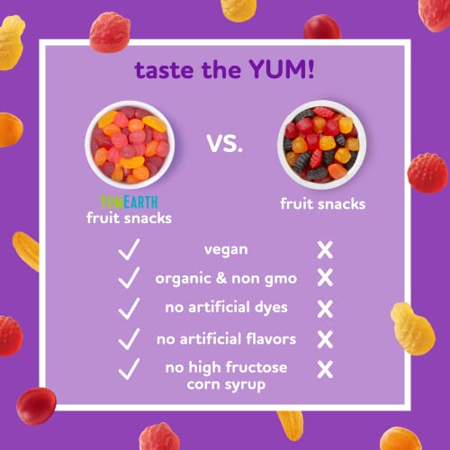 YumEarth Organic Fruit Snacks, 5- 0.7oz. Fruit Flavored Snack Packs, Allergy Friendly, Gluten Free, Non-GMO, Vegan, No Artificial Flavors or Dyes