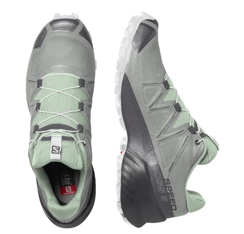 Salomon Speedcross 5 Trail Running Shoes for Women, Wrought Iron/Spray/White, 7.5