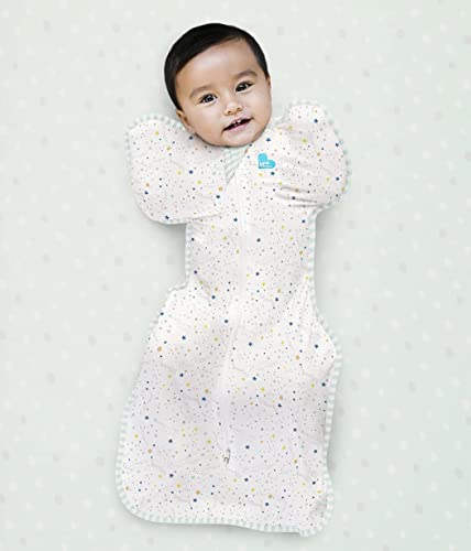 Love to Dream Swaddle UP Organic Lite 0.2 TOG, Stardust, Medium, 13-19 lbs, Better Sleep, Allow Baby to Sleep in Their Preferred Arms Up Position for Self-Soothing, Snug Fit Calms Startle Reflex