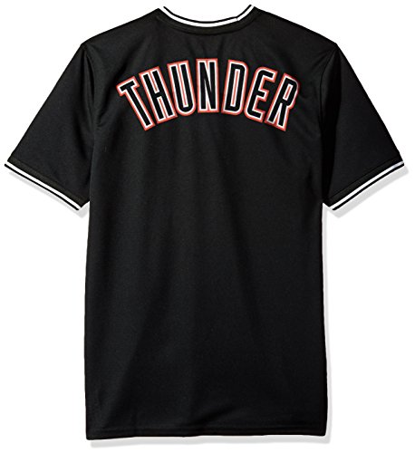 Ultra Game NBA Oklahoma City Thunder Mens Jersey V-Neck Mesh Short Sleeve Tee Shirt, Black, Large