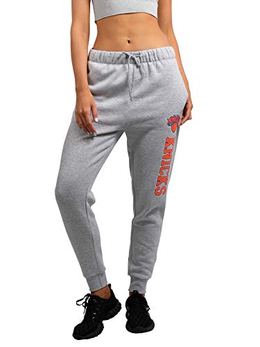 Ultra Game NBA New York Knicks Womens Jogger Pants Active Basic Fleece Sweatpants , Heather Gray, Small