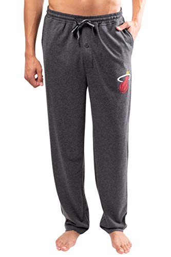 Ultra Game NBA Miami Heat Mens Sleepwear Super Soft Pajama Loungewear Pants, Heather Gray, Small