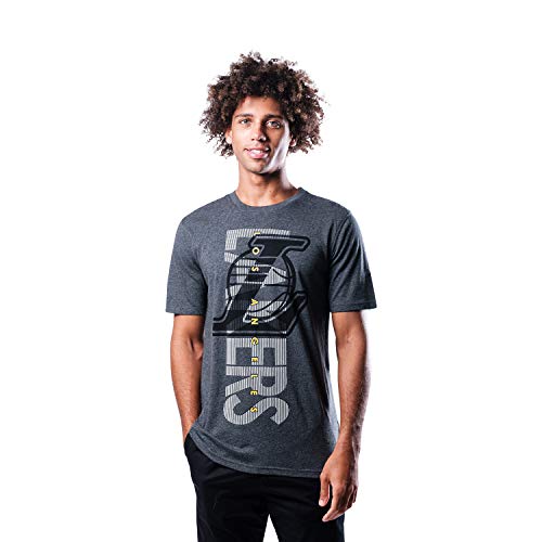 Ultra Game NBA Los Angeles Lakers Mens Upright Logo Short Sleeve Tee Shirt, Heather Charcoal, X-Large