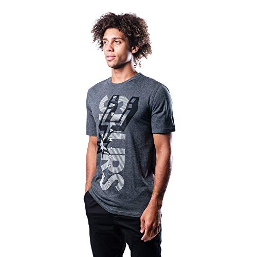 Ultra Game NBA San Antonio Spurs Mens Upright Logo Short Sleeve Tee Shirt, Heather Charcoal, Small