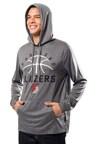 Ultra Game NBA Portland Trail Blazers Mens Super Soft Lightweight Pullover Hoodie, Heather Charcoal , Small
