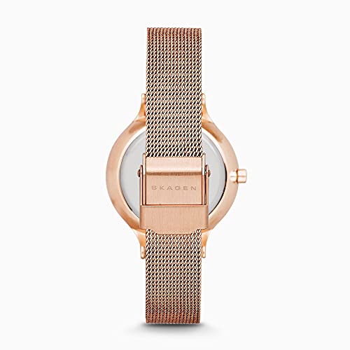 Skagen Women's Anita Quartz Analog Stainless Steel and Mesh Watch, Color: Rose Gold (Model: SKW2151)