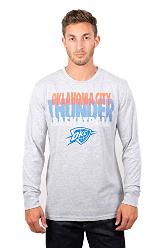 Ultra Game NBA Oklahoma City Thunder Mens Supreme Long Sleeve Pullover Tee Shirt, Heather Gray, Large
