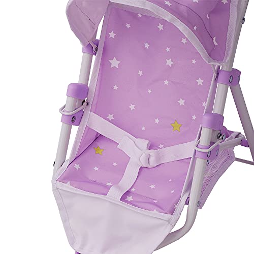 Olivia's Little World - Twinkle Stars Princess Baby Doll Jogging Stroller, fits Dolls up to 18 inches, Purple/White