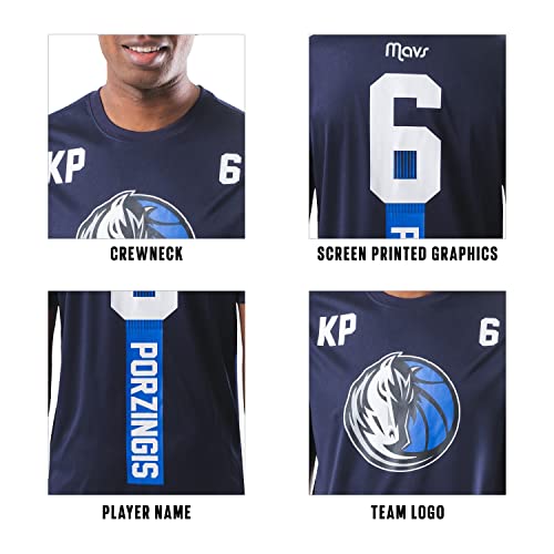 Ultra Game NBA Dallas Mavericks - Kristaps Porzingis Mens Active Tee Shirt, Team Color, Small