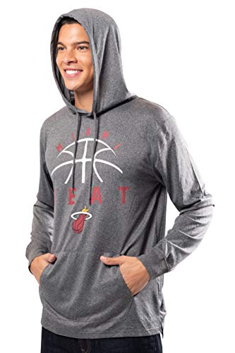 Ultra Game NBA Miami Heat Mens Super Soft Lightweight Pullover Hoodie, Heather Charcoal , Medium