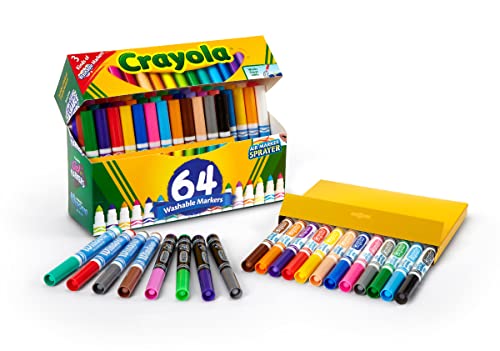 Crayola Washable Marker Set, School Supplies, Gel Markers, Window Markers, Broad Line Markers, 64ct