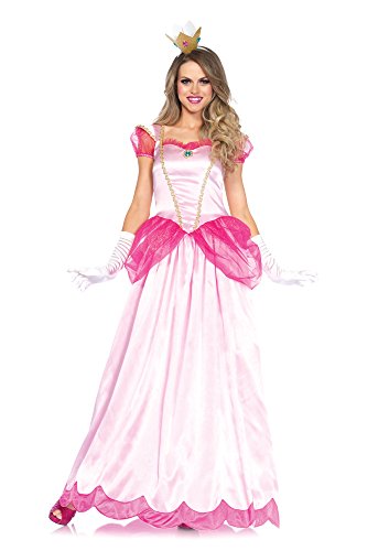 Leg Avenue 2 Piece Classic Pink Princess Full Length Ball Gown Costume Set with Gloves for Women, Medium