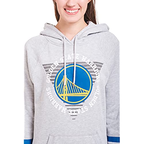 Ultra Game NBA Golden State Warriors Womens Soft Fleece Pullover Hoodie Sweatshirt With Varsity Stripe, Heather Gray, Medium
