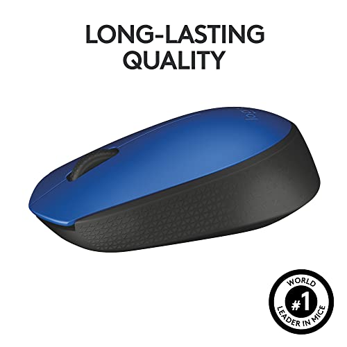 Logitech M170 Wireless Mouse for PC, Mac, Laptop, 2.4 GHz with USB Mini Receiver, Optical Tracking, 12-Months Battery Life, Ambidextrous - Blue