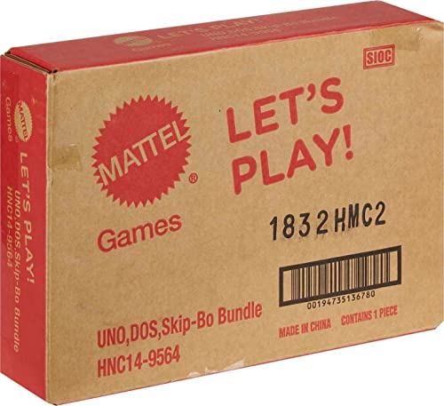 Mattel Games Set of 3 Games with Mattel Games UNO, Skip-Bo and Dos, Travel Games for Kids and Family Night with Storage Tin Box [Amazon Exclusive]
