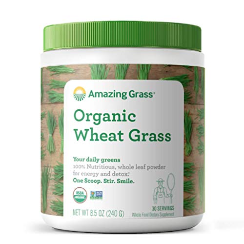 Amazing Grass Wheat Grass Powder: 100% Whole-Leaf Wheat Grass Powder for Energy, Detox and Immunity Support, Chlorophyll Providing Greens, 30 Servings