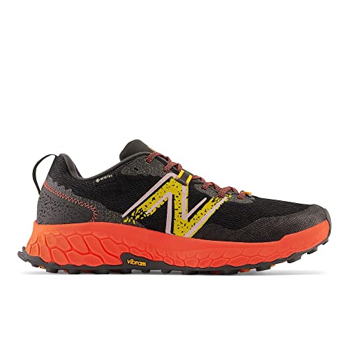 New Balance Men's Fresh Foam X Hierro V7 Trail Running Shoe, Blacktop/Neon Dragonfly/Hot Marigold, 8.5