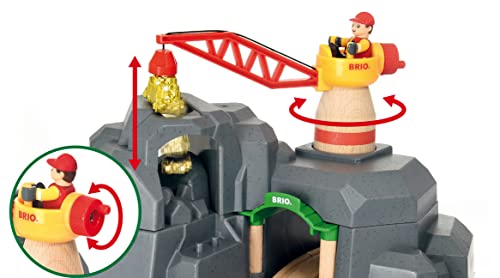 Brio World - 33889 Crane and Mountain Tunnel | 7 Piece Toy Train Accessory for Kids Ages 3 and Up,Multi