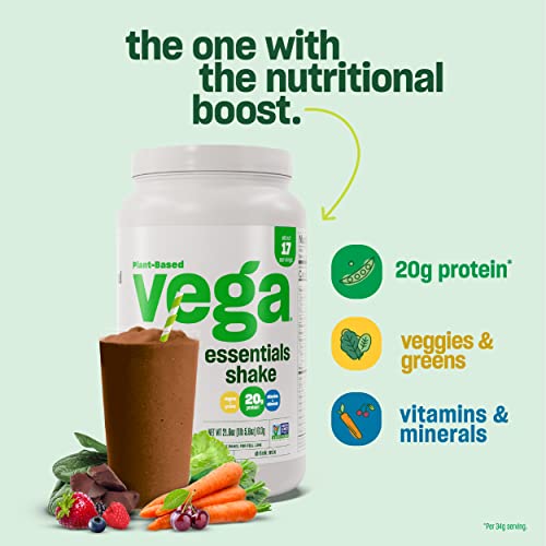 Vega Essentials Vegan Protein Powder Mocha (18 Servings) - Superfood Ingredients, Vitamins, Antioxidants, Low Carb, Dairy Free Pea Protein for Women and Men 1.4lbs (Packaging May Vary)