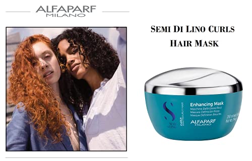 Alfaparf Milano Semi Di Lino Curls Enhancing Mask for Wavy and Curly Hair - Hydrates and Nourishes - Reduces Frizz - Protects Against Humidity - Vegan-Friendly Formula - 6.84 oz.