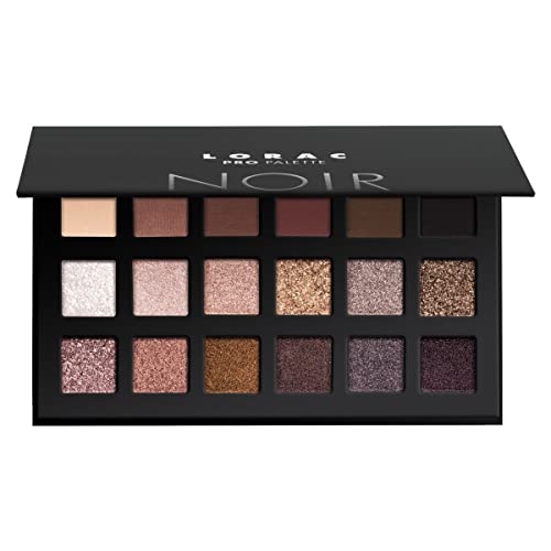 LORAC PRO Matte and Shimmer Eyeshadow Palette, Noir | Glitter | Mirror Compact | Cruelty Free, Gluten Free, Vegan