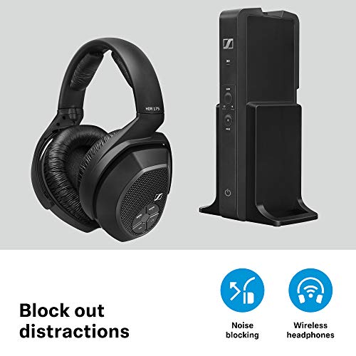 Sennheiser RS 175 RF Wireless Headphone System for TV Listening with Bass Boost and Surround Sound Modes