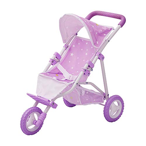 Olivia's Little World - Twinkle Stars Princess Baby Doll Jogging Stroller, fits Dolls up to 18 inches, Purple/White