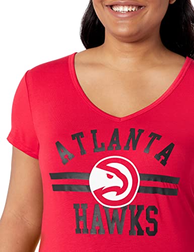 Ultra Game NBA Atlanta Hawks Womens Box Out Varsity Stripe Tee Shirt, Team Color, Small