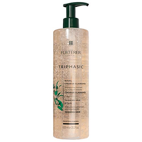 Rene Furterer TRIPHASIC Strengthening Shampoo, Thinning Hair, Scalp Microcirculation, Men and Women, Pump, 20.2 oz.