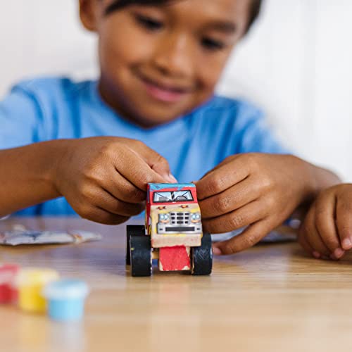 Melissa and Doug Created by Me! Paint and Decorate Your Own Wooden Vehicles Craft Kit For Kids 2 Pack – Monster Truck, Train