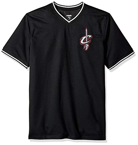 Ultra Game NBA Cleveland Cavaliers Mens Jersey V-Neck Mesh Short Sleeve Tee Shirt, Black, Medium
