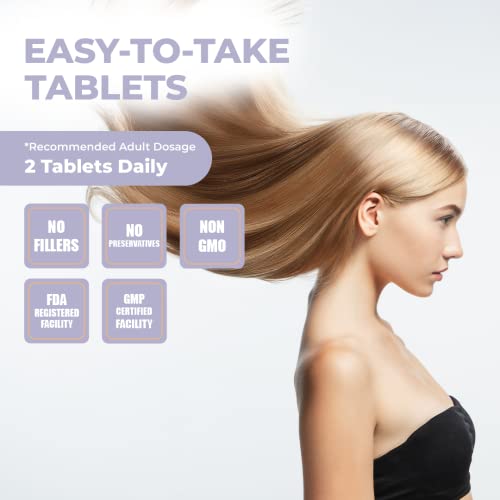 Pomona Wellness Hair, Skin and Nails Complex Supplement, 5000MCG Biotin Per Serving, Supports Healthy Skin, Hair Growth, Strong Nails, Boost Collagen with B Vitamins, Vitamin C, Non-GMO, 60 Count