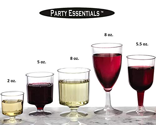 Party Essentials Disposable Hard Plastic Two Pieces Wine Glasses, 40-Count, 5.5-Ounce, Clear