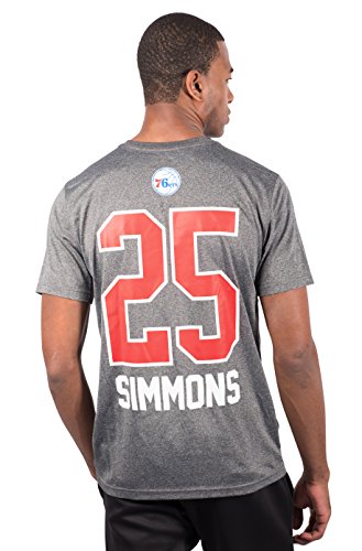 Large NBA Ben Simmons Philadelphia 76ers Men's T-Shirt Short Sleeve Tee Shirt, Charcoal